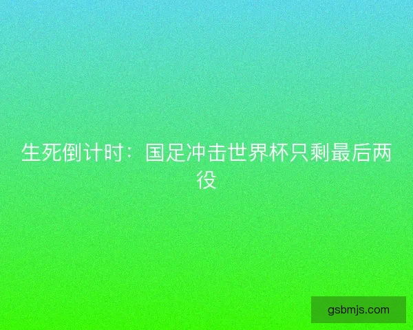 生死倒计时：国足冲击世界杯只剩最后两役