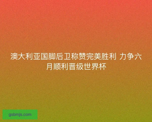 澳大利亚国脚后卫称赞完美胜利 力争六月顺利晋级世界杯
