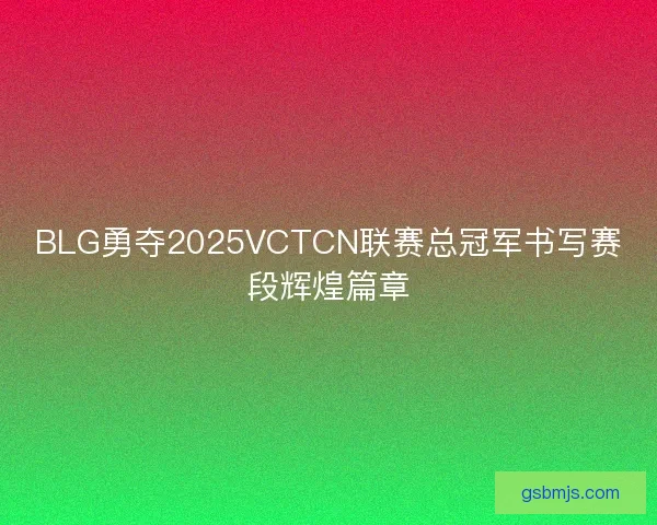 BLG勇夺2025VCTCN联赛总冠军书写赛段辉煌篇章